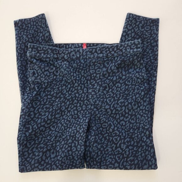 SPANX Jean-ish Leopard Print Jegging Womens‎ M Blue Stretch Pull On Slimming - Picture 5 of 8